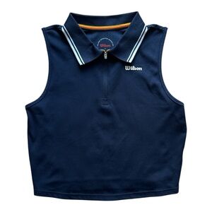 Wilson Navy Tennis Top with Multicolor Trim Tennis Prep, Sleeveless